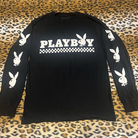 PLAYBOY Black and White Long Sleeve Tee - Picture 1 of 1
